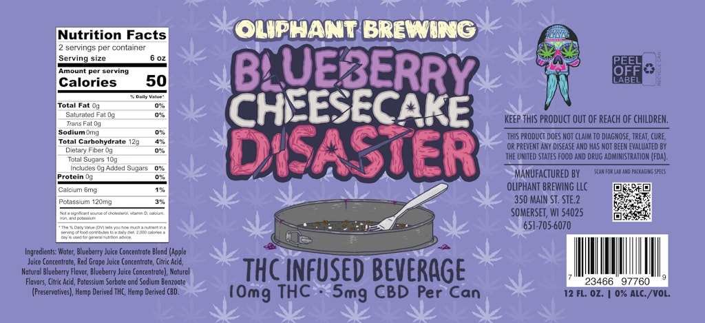 Blueberry Cheesecake Disaster 10mg THC Beverage