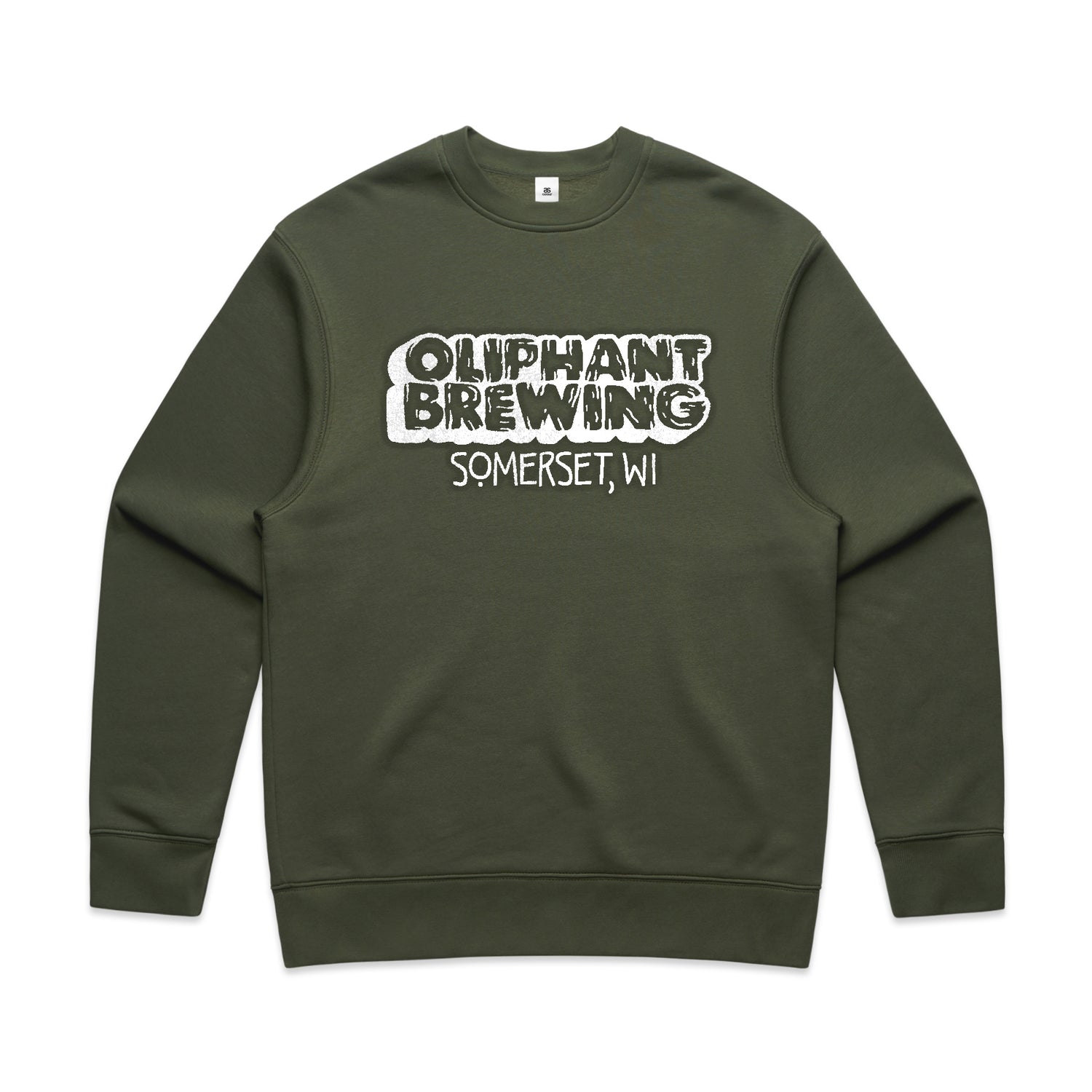Oliphant Puff Paint Crewneck - Cypress Green